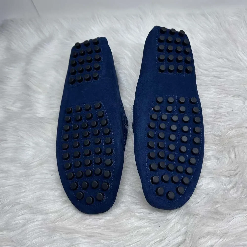 Go‎ Tour Mens Handmade Suede Leather Casual Loafers Shoes NAVY